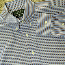 Mens Lauren Ralph Lauren 15 1/2 34/35 Collared Dress Shirt Blue Blue Striped