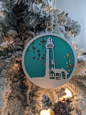 Lighthouse Ornament Beachy Christmas Nautical Surfer Ocean Beach Life  