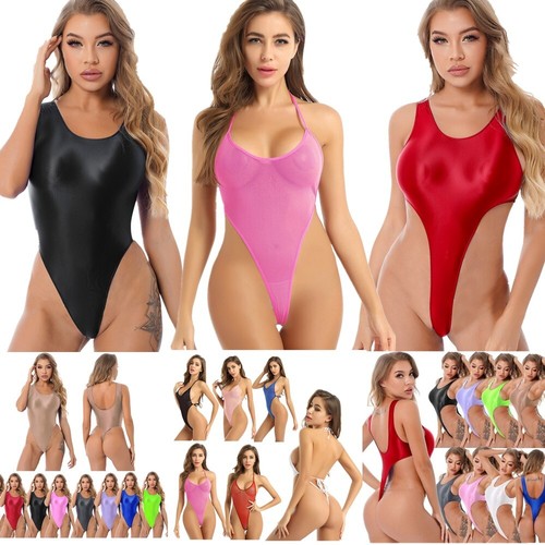 DE Damen Glossy Body Ärmellose Stringbody High Cut Overall Unterhemden Clubwears - Bild 2 von 216