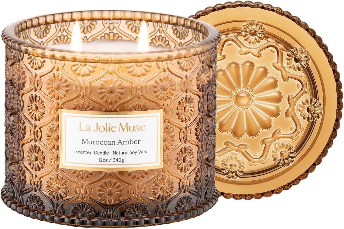 LA JOLIE MUSE Moroccan Amber Candle, Candles for Home Scented,