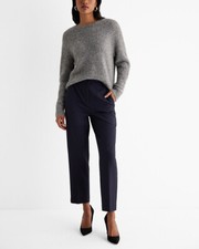 NEW EXPRESS 88 NAVY BLUE EDITOR SUPER HIGH WAISTED STRAIGHT ANKLE PANTS SZ 8R