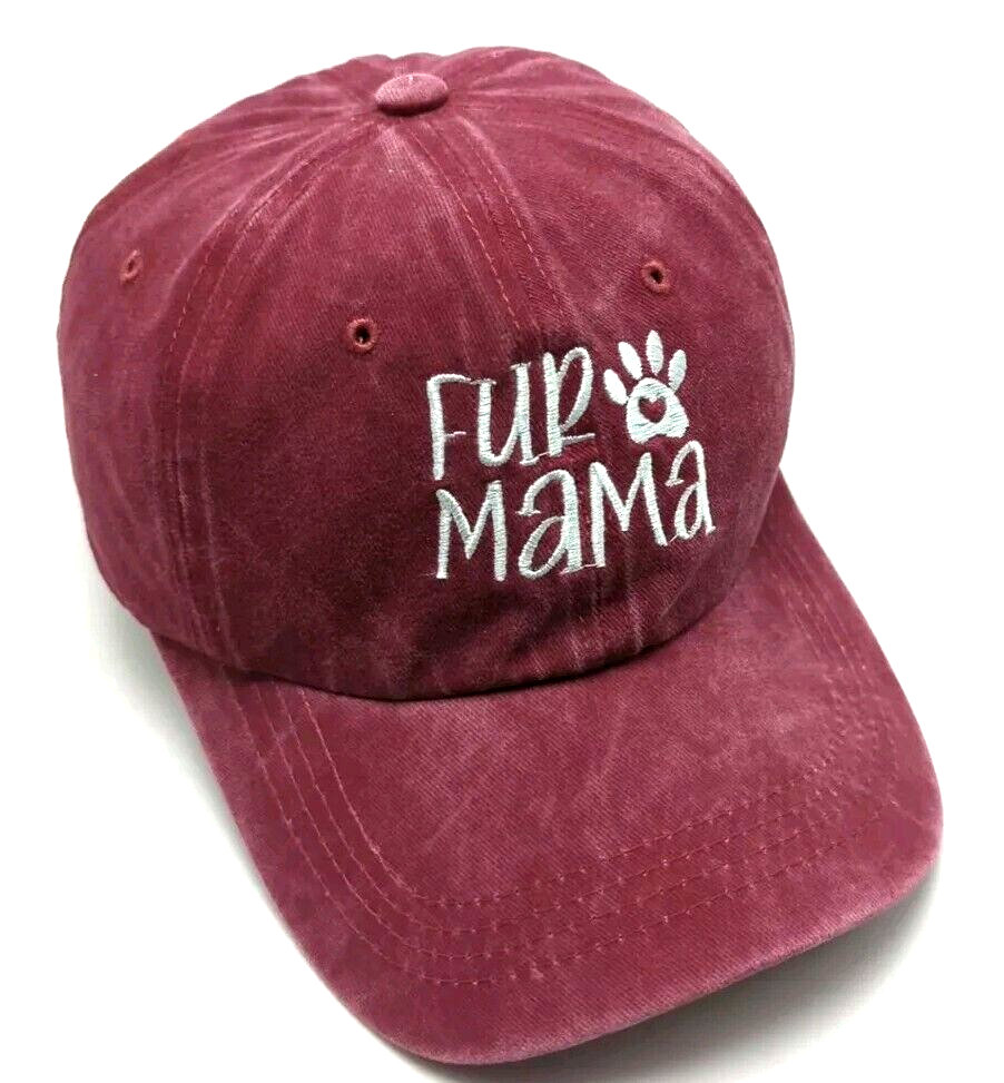 FUR MAMA hat red adjustable cotton cap
