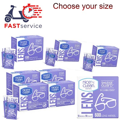Nice 'n Clean SmudgeGuard Lens Cleaning Wipes (100 Total Wipes) | Pre-Moistened
