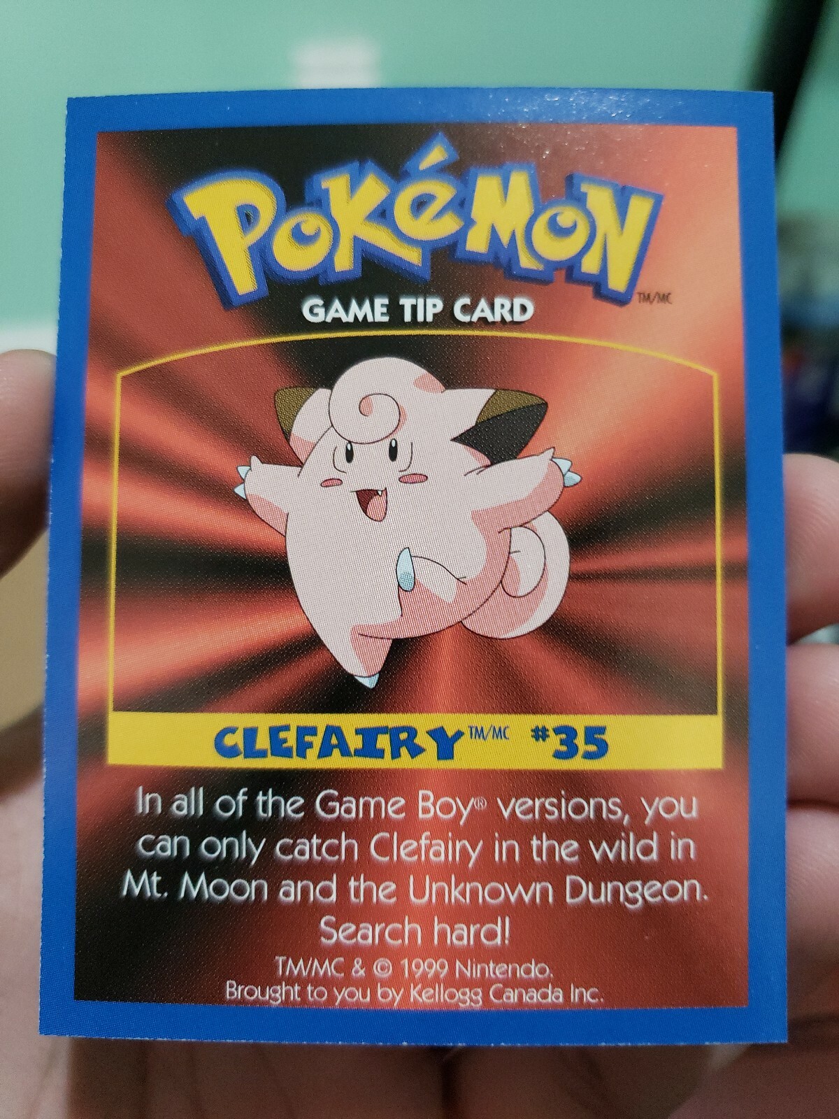 Pokemon: CLEFAIRY #35 [Game Tip Card] [Kellogg's Canada Cereal Promo (1999)] NM