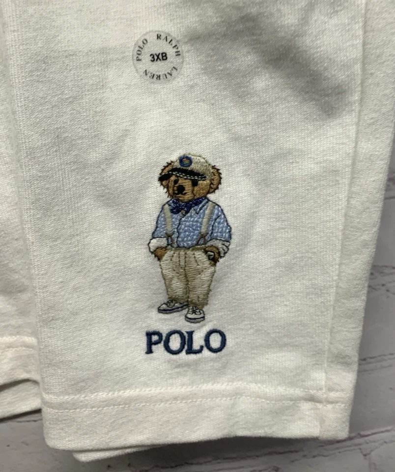 Polo Ralph Lauren 2LT Shorts Mens Big Tall Polo Bear Deckwash White NEW - Image 3 of 4