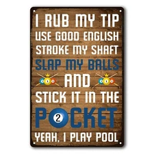 Funny Billiards Tin Sign Pool Table Accessories Pool Room Decor Playing Pool ...