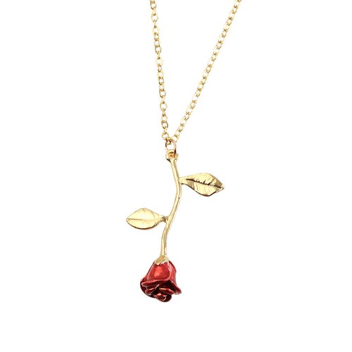 Fashion Women Red Rose Flower Chain 