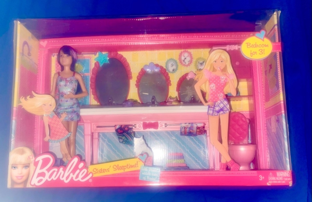 2010 Barbie Sisters Beauty Fun Bathroom Sinks Brunette Doll T7535  -ERROR