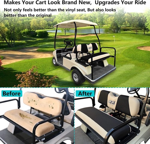 Golf Cart Rear Seat Cover Set for Yamaha EZGO Club Car, Breathable Mesh Cloth - Picture 3 of 36