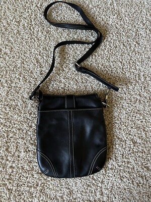 Coach Small Soho Flap Crossbody Bag Black Leather Buckle Snap Hobo