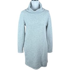 Top Secret Woman Gray Long Sleeve Cowl Neck Ribbed Sweatshirt Dress EU 34