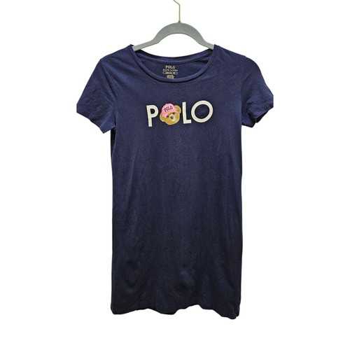 Polo Ralph Lauren T-Shirt Dress Polo Bear Graphic Tee Girls Size L Preppy Casual
