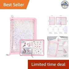 Sticker Storage Organizer Binder Album Pink 120 Pockets Zipper Reusable