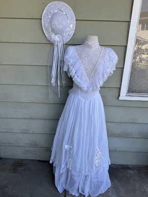 Vtg Jessica McClintock Gunne Sax White Lace Dress Hat Boho Wedding Prairie M 7/8 | eBay Vtg Jessica McClintock Gunne Sax White Lace Dress Hat Boho Wedding Prairie M 7/8 | eBay