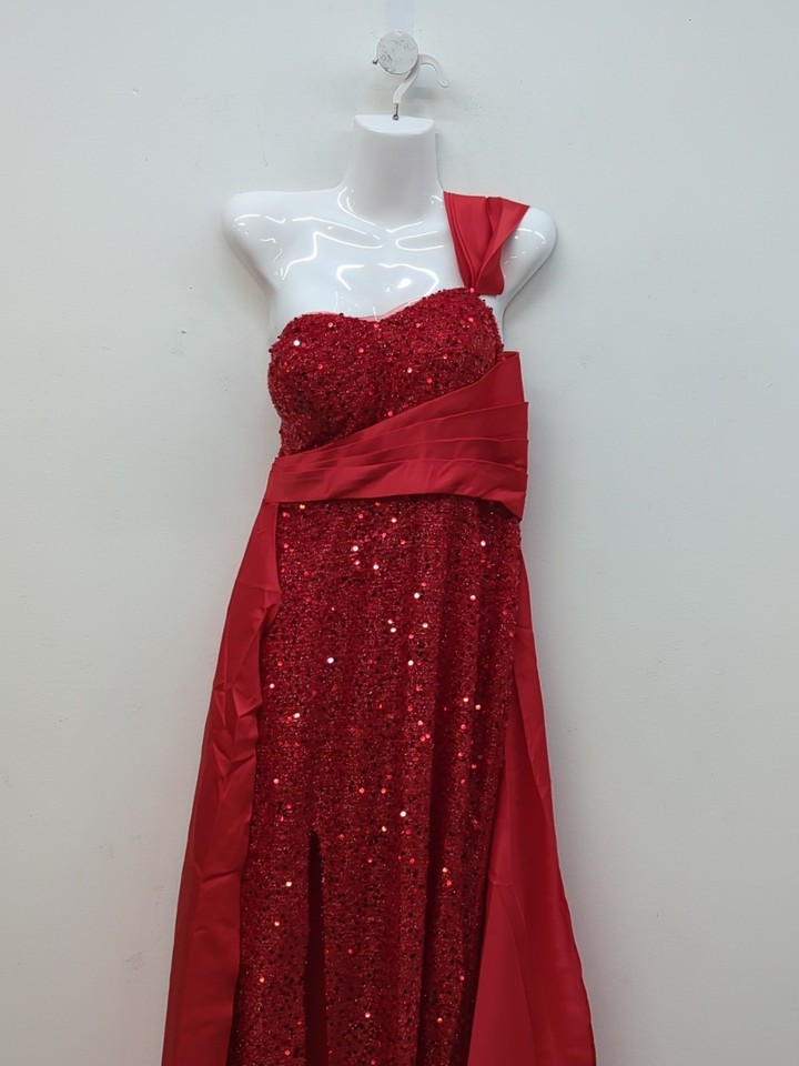 Bridesmaid Glamorous Sequin One Shoulder Floor Length Evening Gown US 6 ...