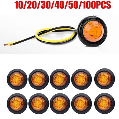 3/4'' Round Amber LED Signal Trailer Truck Clearance Side Marker Lights 10-100PCS
