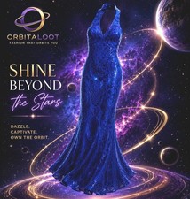 NEXT UP Dress Sz 1/2 Royal Blue Sequin Halter Open Back Formal Gown NWT
