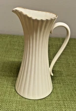 LENOX Small Bud Vase Pitcher Ivory with Gold Trim Ribbed and Fluted EUC!!