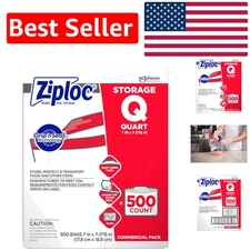 Ziploc Storage Bags, 1 Quart, Double Zipper Seal & BPA Free - 500 Count