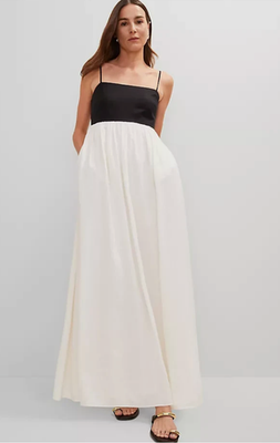 NWT ANN TAYLOR BLACK IVORY STRAPPY LINEN BLEND MAXI DRESS SZ 6 | eBay NWT ANN TAYLOR BLACK IVORY STRAPPY LINEN BLEND MAXI DRESS SZ 6 | eBay