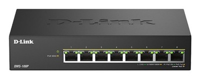 D-Link DMS 108P - Switch - unmanaged - 8 x 10/100/1000/2.5G - Desktop - PoE+ (23