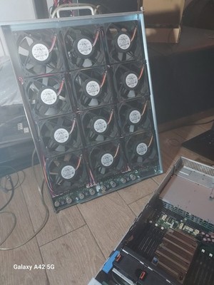Virtual Currency Mining Rig Frame/Case Enclosure with Cooling Fan Array