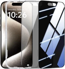 SYNCWIRE Privacy Screen Protector for iPhone 15 Pro, 15 Black 