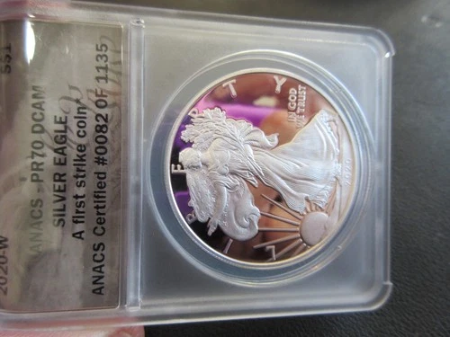 2020W $1 American Silver Eagle ANACS PR70 DCAM FIRST STRIKE #0082 OF 1135