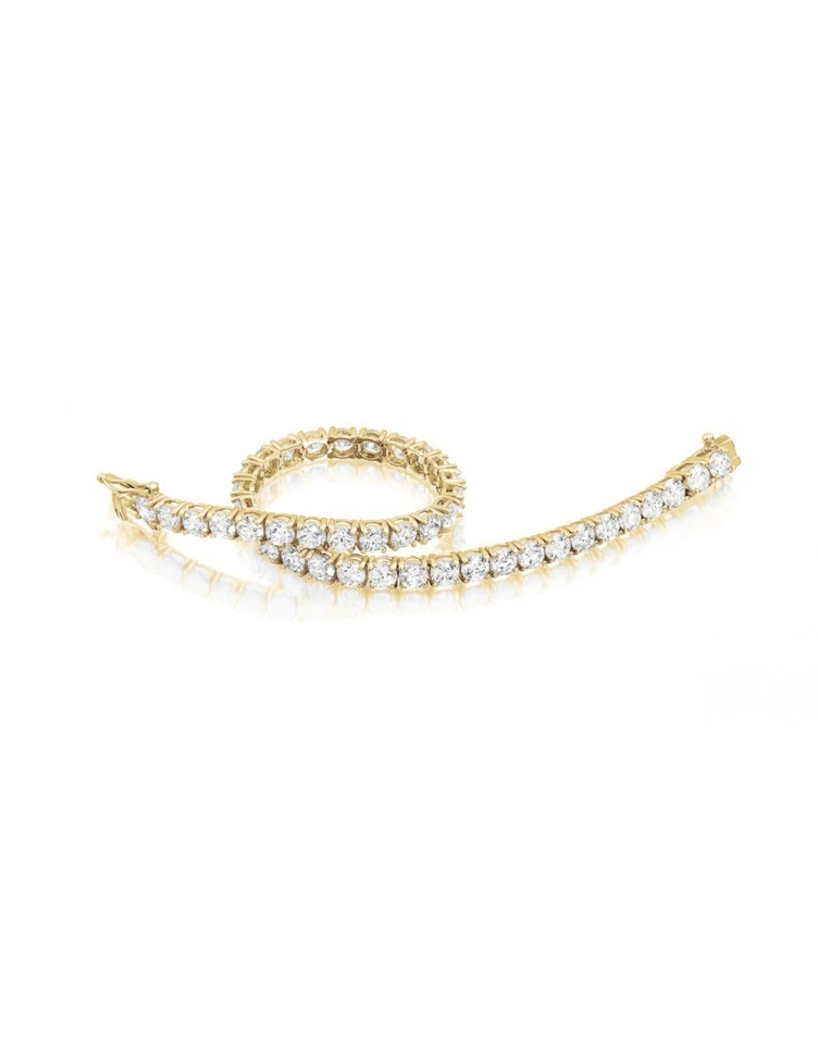Brazalete de tenis/eslabones redondos de diamantes naturales de 3,00 quilates de oro amarillo sólido de 14 k de 7,5"" Foto 4 de 4