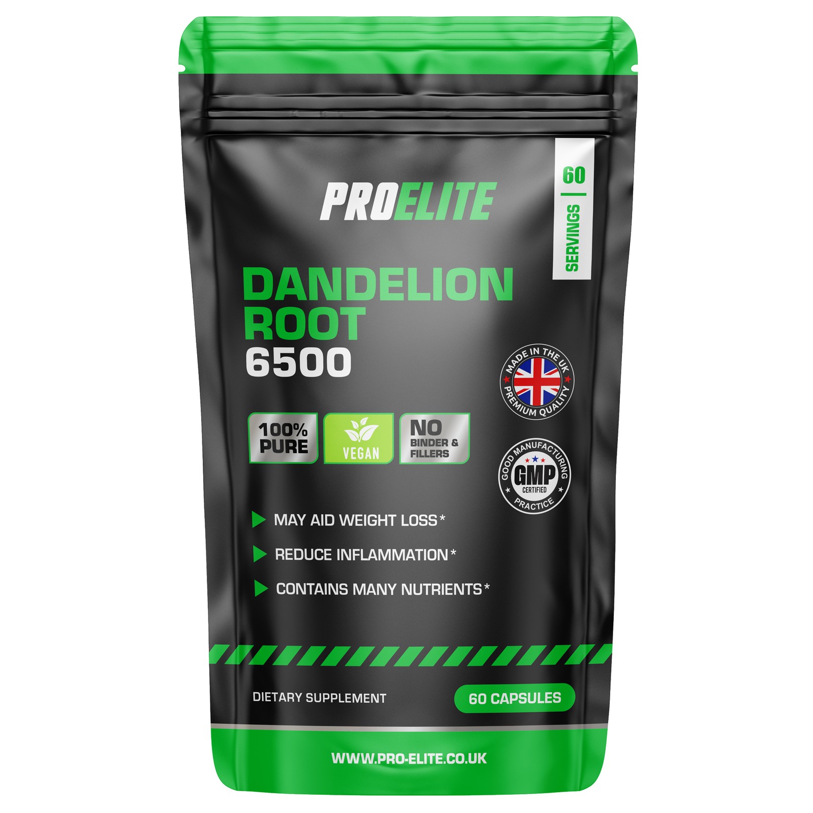 Dandelion Root Extract 60 Vegan Capsules 6500mg Extract 10:1-100% Pure & Natural