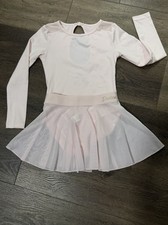 JUSTICE GIRLS BALLET 5/6 Long Sleeve Leotard And Sheer Skirt 208 
