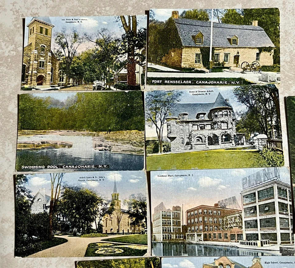 9 Miniature Vintage Postcards Canajoharie NY Unused Buildings & Scenery - Image 3 of 4