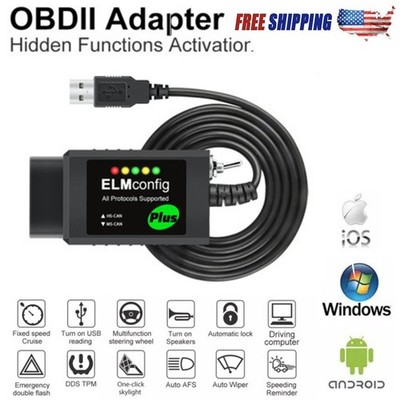 ELM327 OBD2 USB Adapter Diagnostic Scan Tool for Windows with MS/HS-CAN Switch