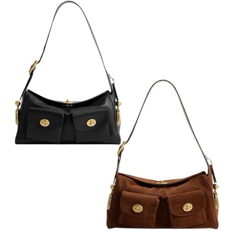 Coach Haversack Turnlock Bag Brown Suede, Black | eBay