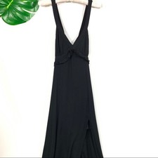 Forever 21 Maxi Sun Dress Black High Slit Medium