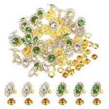 50pcs Colorful Rhinestone Rivets 11mm Sun Flower Crystal Studs, Cyan/White