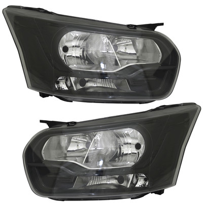 Scheinwerfer Set für Ford Transit ab 2016- H7 H15 Schwarz LWR Stellmotor Ne