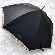 Burberry Nova Check Umbrella Black Frill Sun Rain Ready Genuine Authentic