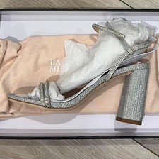 Badgley Mischka Firey Bejeweled Block Heel Sandal, NWT, sz 5.5