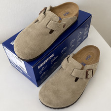 Birkenstock Boston Taupe Suede Leather Soft Footbed Unisex Clog Size 37-45 New