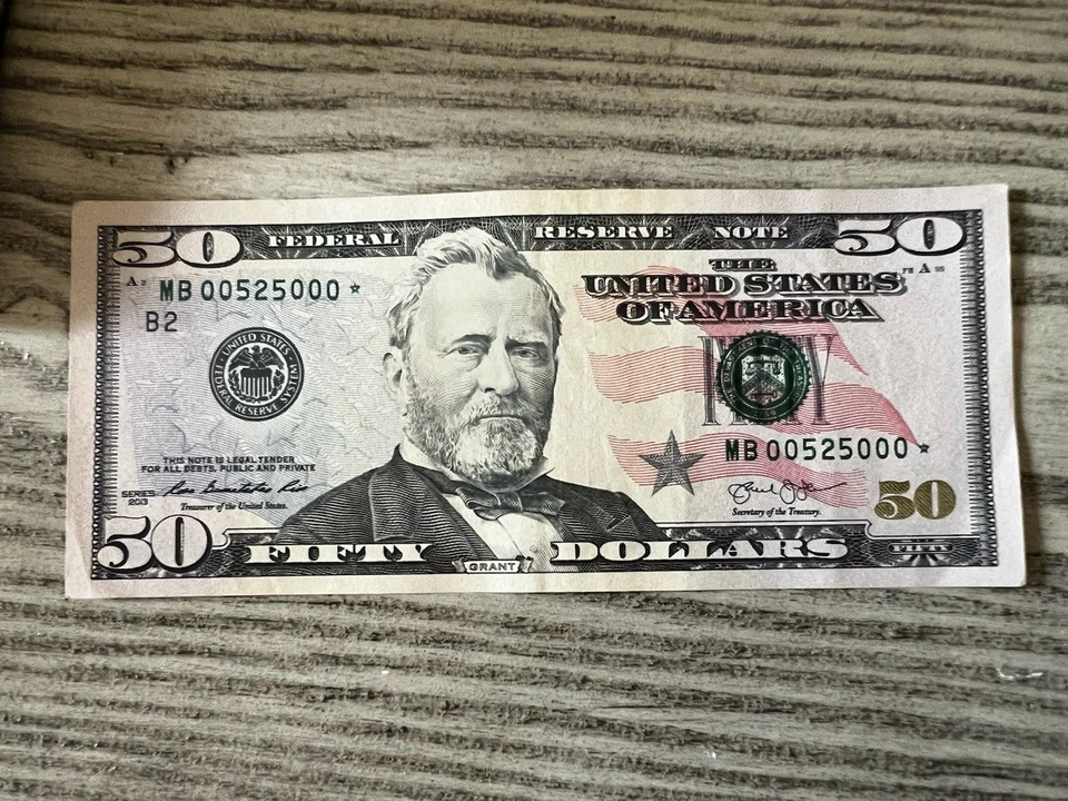 Crispy $50 FIFTY Dollar/Series 2013/STAR NOTE,RearFancySerial 00525000*May25 - Image 2 of 4