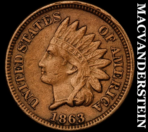 1863 Indian Head Cent- Extra Fine- Semi Key Better Date No Reserve #J1339