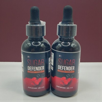 2 Sugar Defender Healthy Blood Sugar Support Supplement - 2 oz Each EXP 5/2027