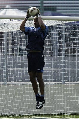 David James of England catching the ball at an England team traini- Old Photo