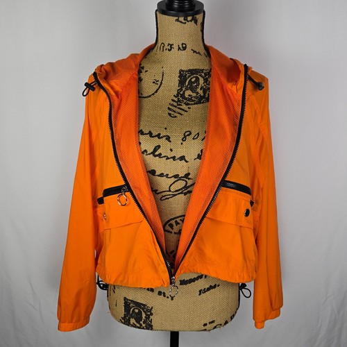 Forever 21 Cropped Orange Hooded Jacket Small Womens Lightweight Zip Up Y2K - Picture 5 of 15