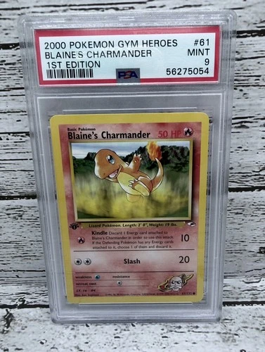 Pokemon Gym Heroes 1st Edition Blaine’s Charmander 61/132 PSA 9 MINT