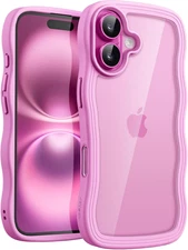 Jetech Wavy Case for Iphone 16 plus 6.7-Inch, Cute Wave Frame Curly Shape Shockp