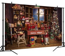 Tel n de fondo para fotos de la jugueter a de Pap Noel en Navidad 7x5 pies