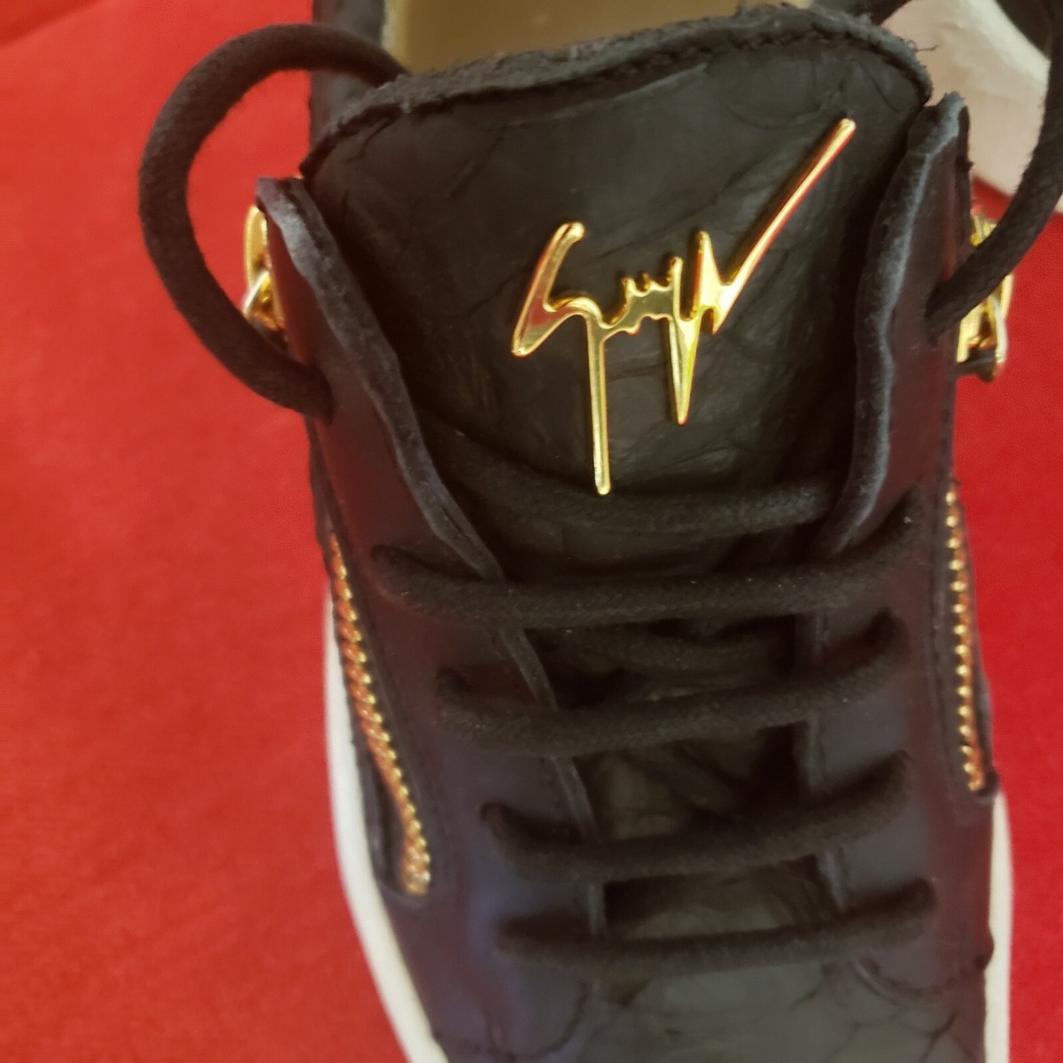 $695 Giuseppe Zanotti Women PYTHON EMBOSSED TRAINERS Low-Top