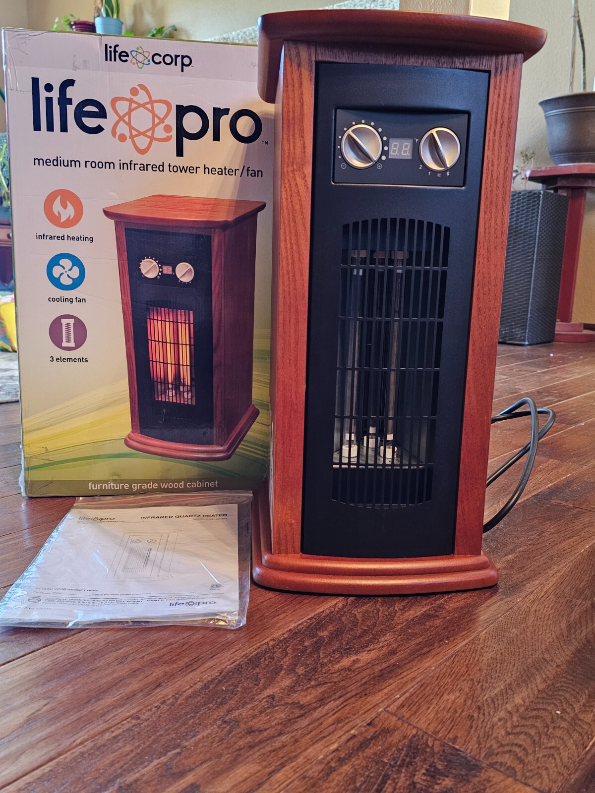 LifeSmart Series Medium Room Infrared Tower Heater, Wood Cabinet 1500w |  eBay